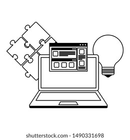 laptop computer with success icons