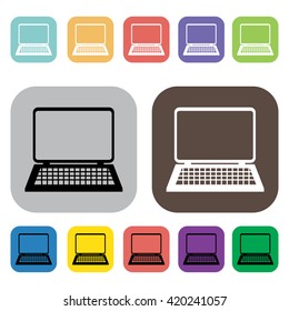 Laptop computer symbol icons set.Vector illustration