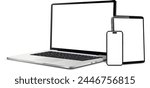 Laptop computer, tablet and mobile phone realistic devices mockup
