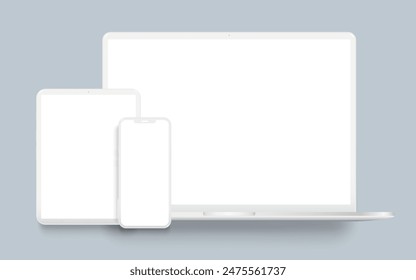 Laptop computer, tablet and mobile phone clay mockup