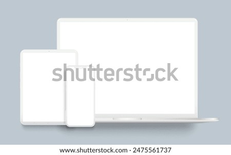 Laptop computer, tablet and mobile phone clay mockup