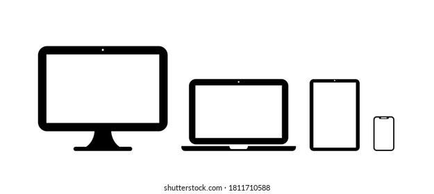 Laptop Computer Tablet Phone. Device icons set. Vector