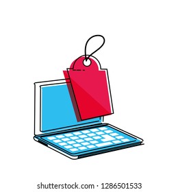 laptop computer with tag commercial