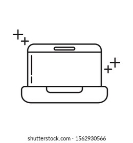 laptop computer technology device office line icon style vector illustration
