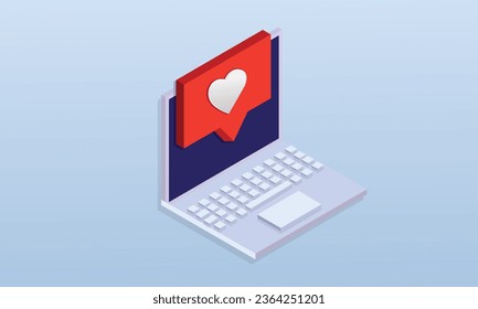 Laptop computer technology equipment icons.on blue background.isometric Vector Design Illustration.