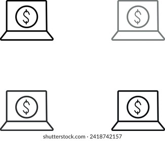 laptop computer technology icon money
