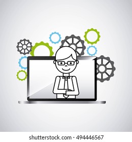 laptop computer technology icon vector illustration design