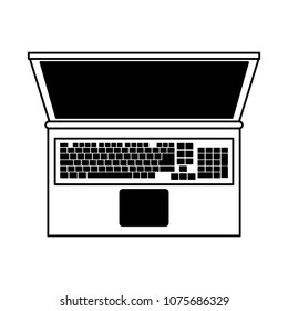 Laptop computer technology on black and white