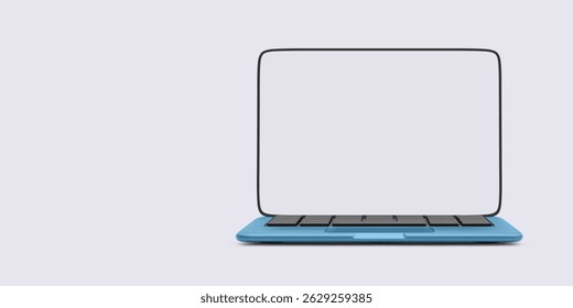 Laptop Computer With Transparent Screen In Minimal Modern 3D Style. Perfect For Technology, Digital Design, Or Remote Work Concepts. Vector Illustration