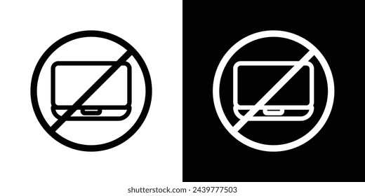 Laptop and Computer Use Ban. No Electronic Devices Allowed. PC Use Prohibition Sign