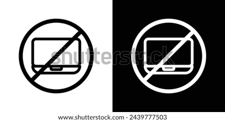 Laptop and Computer Use Ban. No Electronic Devices Allowed. PC Use Prohibition Sign