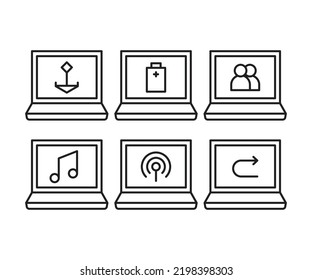 laptop computer and user interface icons set