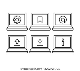 laptop computer and user interface icons set
