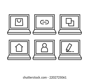 Notebook-Computer und Icons für die Benutzeroberfläche