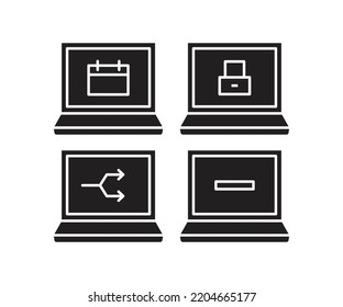 laptop computer and user interface icons set