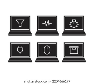 laptop computer and user interface icons set