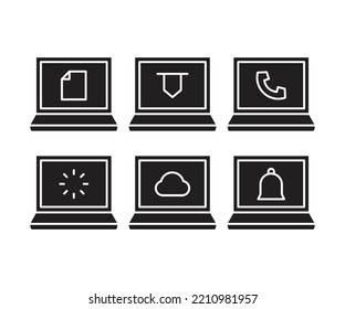 laptop computer and user interface icons set