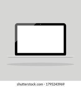 vector de ordenador portátil con pantalla blanca en blanco sobre fondo gris