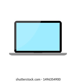 laptop computer vector with blue blank screen display isolated on white background. vector illustration