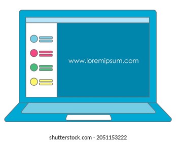laptop computer vector design, flat vector design illustration, social media chatting on laptop computer