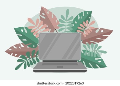 laptop computer vector flat background