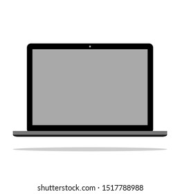 laptop computer vector icon with blank dark screen display isolated on white background