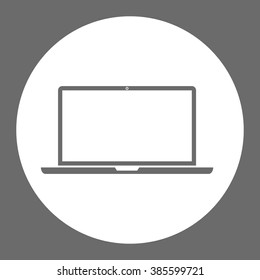 Laptop computer. Vector icon grey on white 