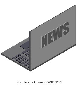 Laptop computer. Vector illustration. News computer. Laptop icon on a white background. Laptop computer isometric.