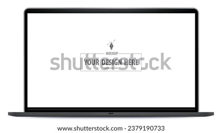 Laptop Computer Vector Mockup. Black Notebook PC with 16:9 aspect ratio screen vector illustration on white background.