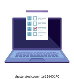 laptop computer for vote online line style icon vector illustration design