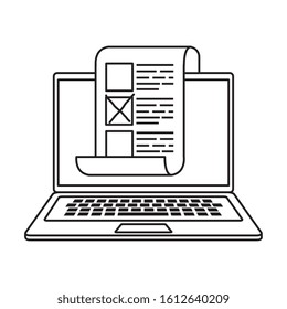 laptop computer for vote online line style icon vector illustration design