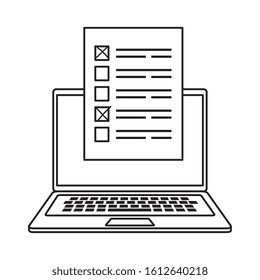 laptop computer for vote online line style icon vector illustration design