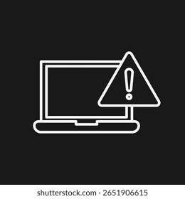Laptop Computer Warning and Error Icon for System Crash, Virus Threat, and Security Alert
