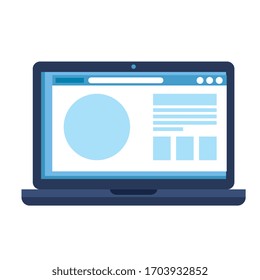 laptop computer with web page isolated icon vector illustration design