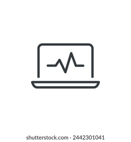 Laptop computer website sport heartbeat pulse icon, vector illustration