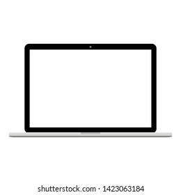 laptop computer with white blank screen display isolated on white background. vector illustration 