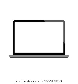 laptop computer with white blank screen display isolated on white background. vector illustration