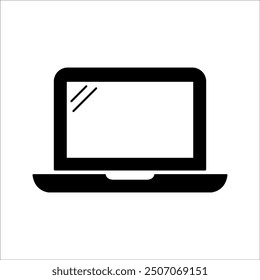 Laptop computer with white and blank screen on transparent background.