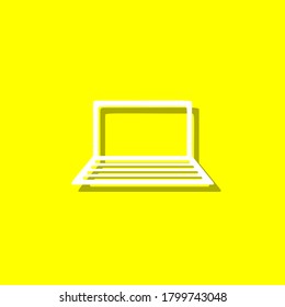 Laptop computer white icon with shadow