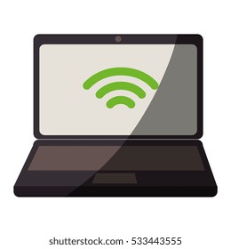 laptop computer with wifi connection icon