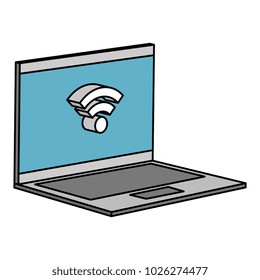 laptop computer with wifi signal