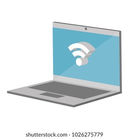 laptop computer with wifi signal
