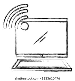 laptop computer with wifi signal