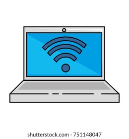 laptop computer with wifi signal
