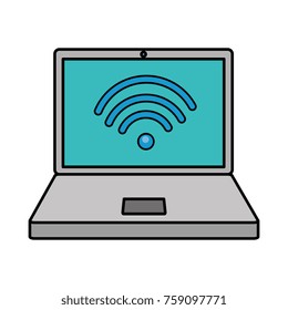laptop computer with wifi signal