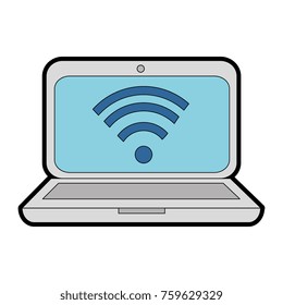 laptop computer with wifi signal