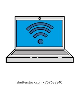 laptop computer with wifi signal