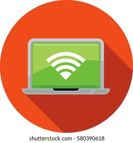 Laptop computer with WiFi symbol