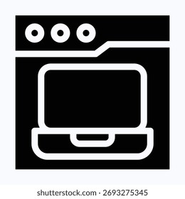 Tela da janela do laptop - Ícone isolado do vetor de estilo de silhueta