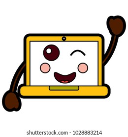 laptop computer wink emoji icon image 